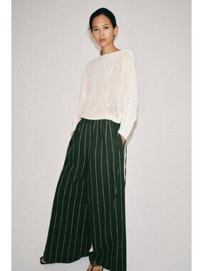 ZARA ZW COLLECTION STRIPED LINEN PANTS